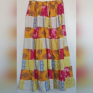 Jessica Taylor Women's Patchwork Maxi Skirt Boho Artsy Fairy Whimsical One Size
